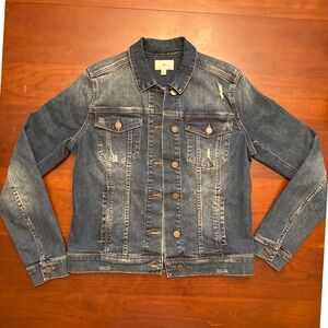 BP. Distressed Denim Jacket‎ Medium Blue Jean Button Front Casual